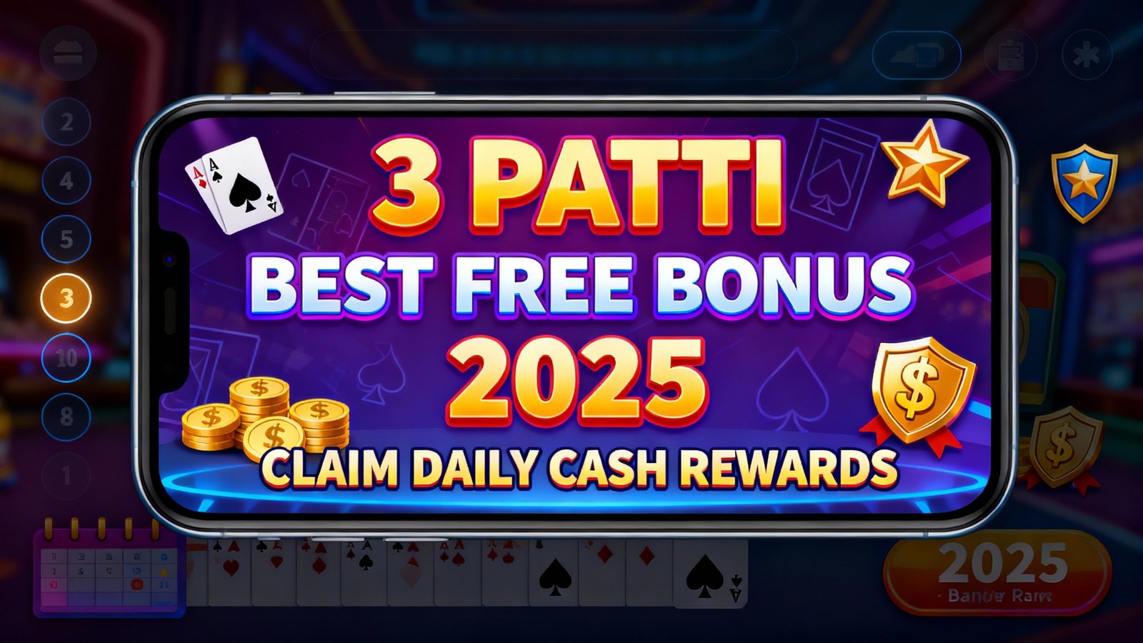 3 Patti Best Free Bonus 2025 – Claim Daily Cash Rewards