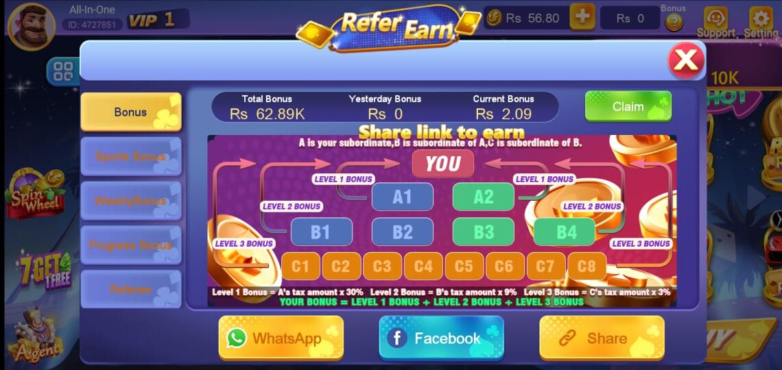 3 Patti Best Refer and Earn Bonus Banner